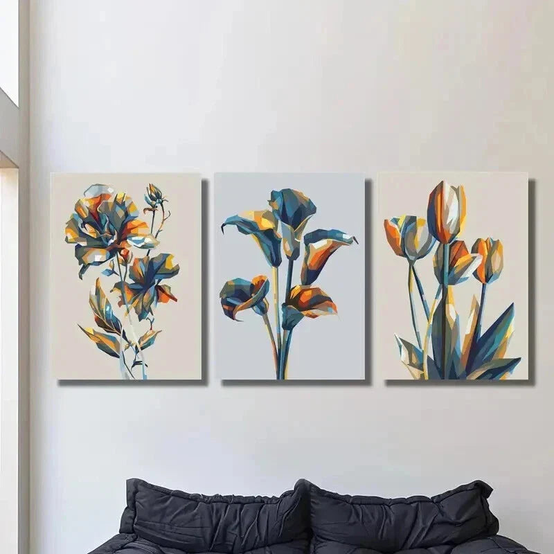 3pcs Three Dimensional Blooming Flowers Wall Art Set Canvas Framed 40x60cm - High Quality Print 100% Australian Made Wall Canvas Ready to Hang