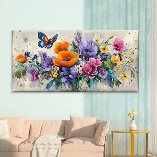 Watercolor Leaf & Botanical Wall Art Canvas Office Home Room Framed 120x60cm