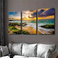 3pcs Vibrant Ocean & Rocks Landscape Sunset Wall Art Set Canvas Framed 40x60cm - High Quality Print 100% Australian Made Wall Canvas Ready to Hang