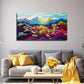 Abstract Village Mountain Wall Art Canvas Office Home Room Framed 80x45cm