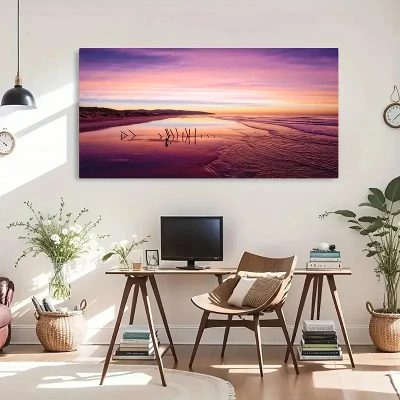 Vintage Dunedin Sunrise Wall Art Canvas Office Home Room Framed 120x60cm