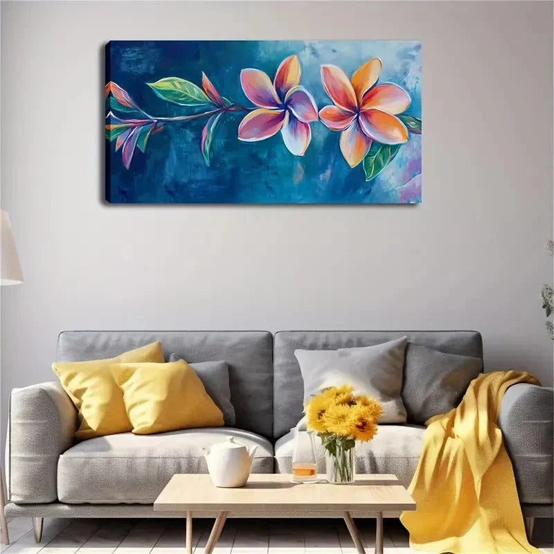 Vibrant Blue Background Wall Art Canvas Office Home Room Framed 120x60cm