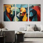 3pcs Modern Abstract Wildlife Bold Colorful Metal Print Ready to Hang Art