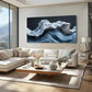 Abstract Blue Wave Wall Art wall canvas office home room framed 120x60cm
