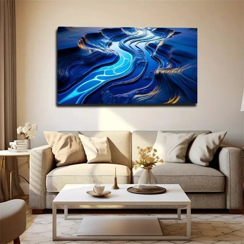 Majestic River Abstract Unique Wall Art Canvas Office Home Room Framed 120x60cm