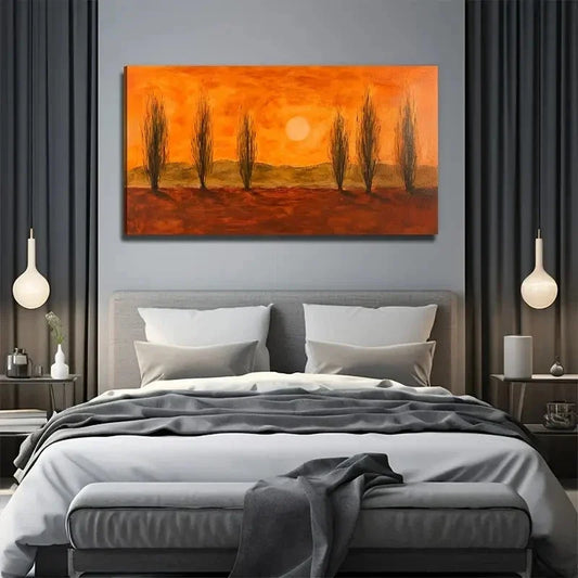 Orange & Red Sky Landscape Wall Art Canvas Office Home Room Framed 120x60cm