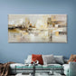 Abstract City Golden & Neutral Wall Art Canvas Office Home Room Framed 120x60cm