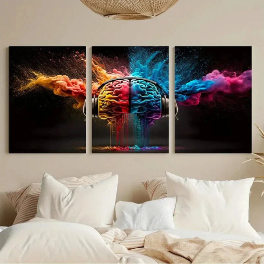 3pcs The strongest brain abstract Metal Print Ready to Hang Art