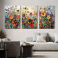 3pcs Vibrant Abstract Floral Bright Colorful Metal Print Ready to Hang Art