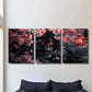 3pcs Black Panther & Pink Cherry Blossom Wall Art Set Canvas Framed 40x60cm - High Quality Print 100% Australian Made Wall Canvas Ready to Hang