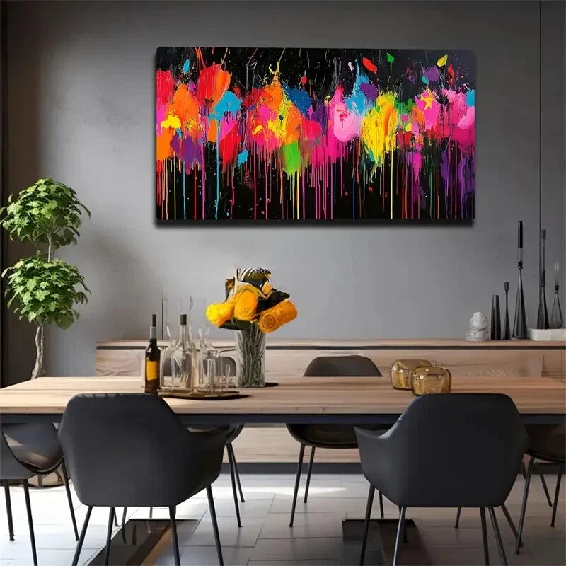 A Black Background And Colors Wall Art Canvas Office Home Room Framed 120x60cm