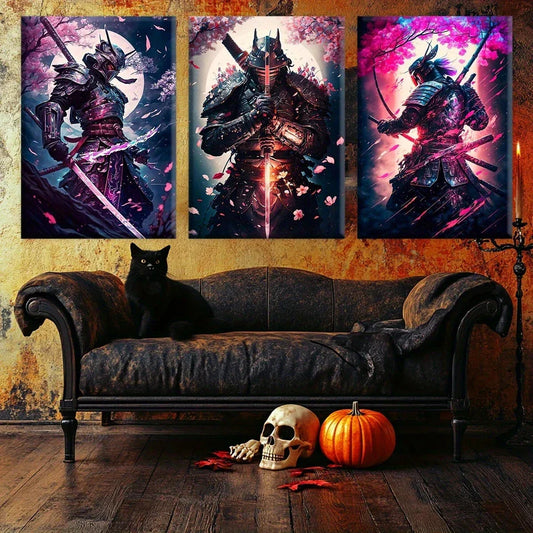 3pcs Sword Warrior Modern Fantasy Metal Print Ready to Hang Art