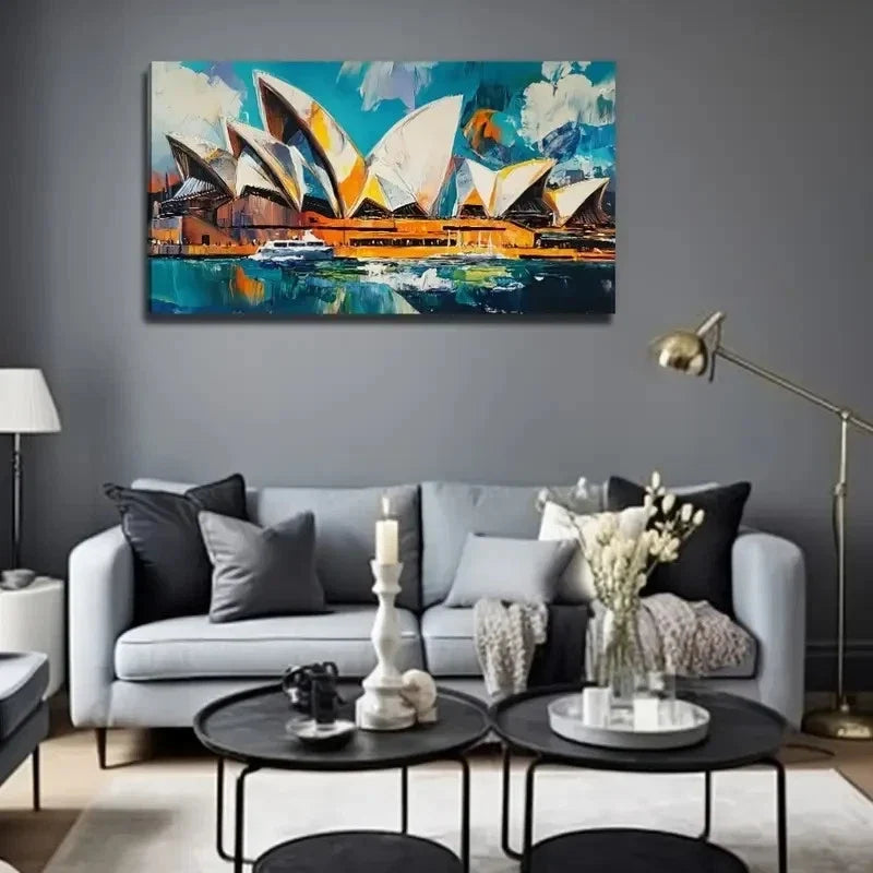 Sydney Opera Perfect Wall Art Canvas Office Home Room Framed 80x45cm