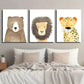 3pcs Bear Lion Cheetah Animal Art Drawing Wall Art Set Canvas Framed 40x60cm - High Quality Print 100% Australian Made Wall Canvas Ready to Hang