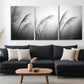 3pcs Minimalist Black and White Grass Perfect Wall Art Set Canvas Framed 40x60cm - High Quality Print 100% Australian Made Wall Canvas Ready to Hang