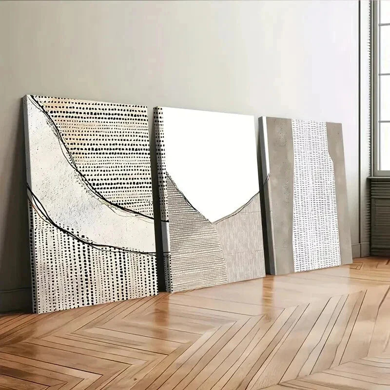 3pcs Abstract Style Teal and White Wavy Gray Wall Art Set Canvas Framed 40x60cm - High Quality Print 100% Australian Made Wall Canvas Ready to Hang