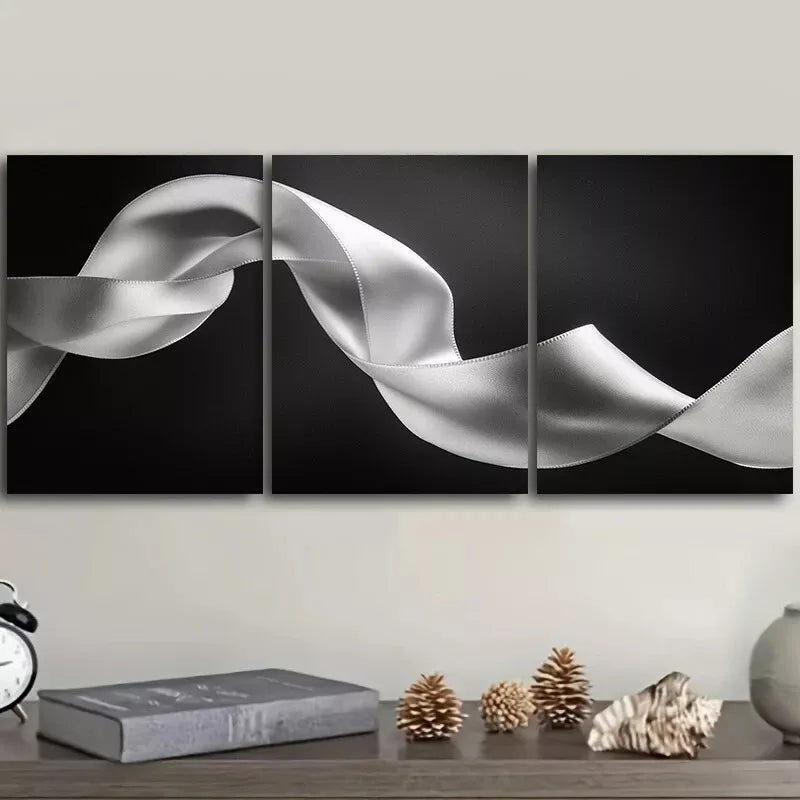 3pc A Ribbon Of Light In Dark Background Wall Art Set Canvas Framed 40x60cm - High Quality Print 100% Australian Made Wall Canvas Ready to Hang