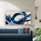 Blue White &Golden Swirl Design Wall Art Canvas Office Home Room Framed 80x45cm