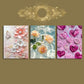3pcs Floral Elegant Rose and Butterfly Metal Print Ready to Hang Art