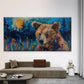 Abstract Bear in Forest Wall Art Canvas Office Home Room Framed 120x60cm