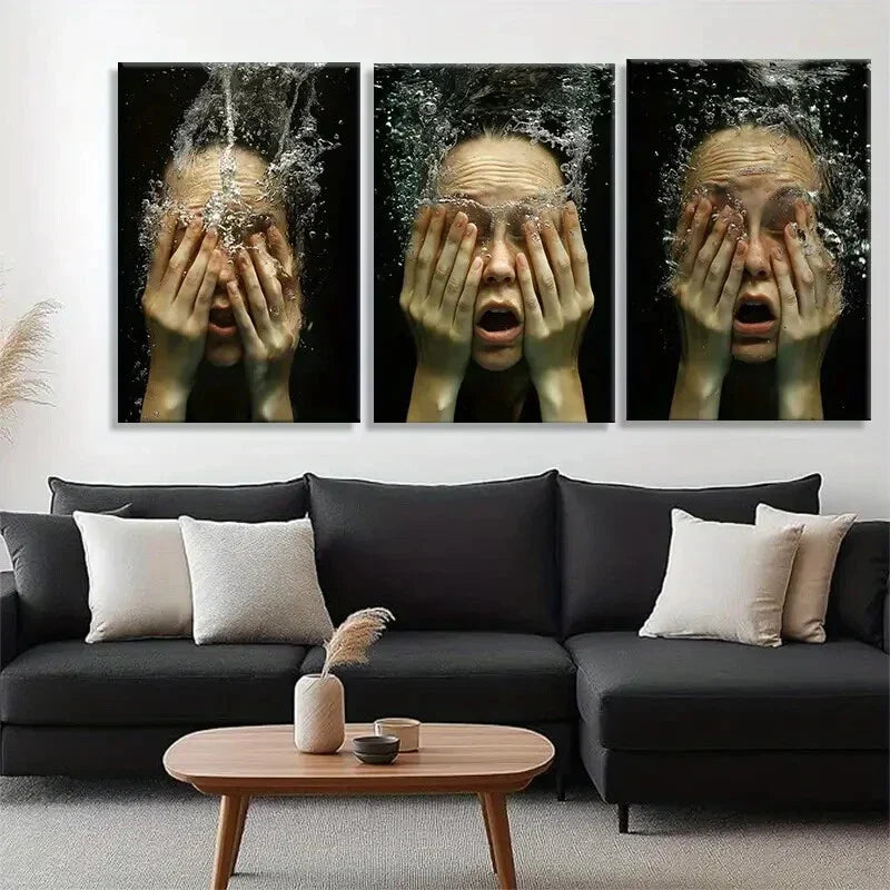3pcs Featuring Expressive Face Immersion Perfect Wall Art Set Canvas Framed 40x60cm - High Quality Print 100% Australian Made Wall Canvas Ready to Hang