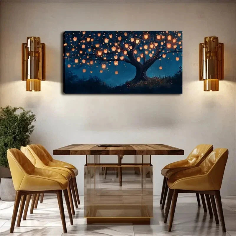 Warm Light-Emitting Lanterns Wall Art Canvas Office Home Room Framed 120x60cm