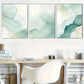 3pcs Elegant Green Abstract Watercolor Painting Wall Art Set Canvas Framed 40x60cm - High Quality Print 100% Australian Made Wall Canvas Ready to Hang