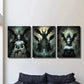 3pcs Haunted Dragon Queen Castle Illustration Wall Art Set Canvas Framed 40x60cm - High Quality Print 100% Australian Made Wall Canvas Ready to Hang