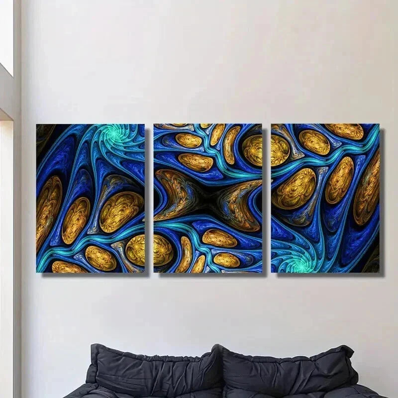 3pcs Psychedelic Colorful Abstract Fractal Agnes Wall Art Set Canvas Framed 40x60cm - High Quality Print 100% Australian Made Wall Canvas Ready to Hang