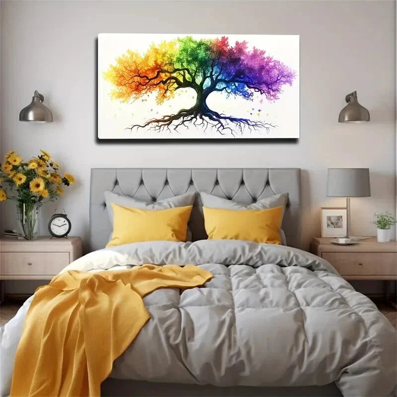 With Leaves in Brilliant Colors Wall Art Canvas Office Home Room Framed 120x60cm