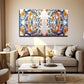 Floral Pattern Vibrant Colors Wall Art Canvas Office Home Room Framed 80x45cm