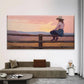Western Cowboy Girl on Fence Wall Art Canvas Office Home Room Framed 120x60cm