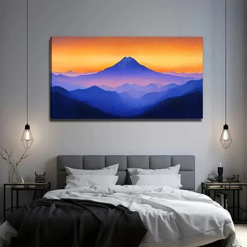 Vibrant Sunset Hues Horizontal Wall Art Canvas Office Home Room Framed 120x60cm