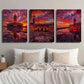 3pcs The Sunset Glow Reflections on The Water Wall Art Set Canvas Framed 40x60cm - High Quality Print 100% Australian Made Wall Canvas Ready to Hang