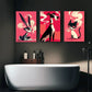 3pcs Modern Pink Abstract Animal Fashionable Metal Print Ready to Hang Art