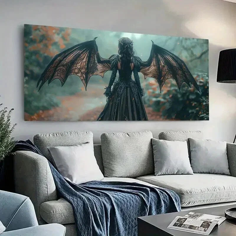 Gothic Vampire Mystical Forest Wall Art Canvas Office Home Room Framed 80x45cm