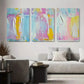 3pcs Soft Pink, Yellow, and Blue Textured Design Metal Print Ready to Hang Art