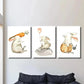 3pcs Rabbits with Carrot & Balloon Wall Art Set Canvas Framed 40x60cm - High Quality Print 100% Australian Made Wall Canvas Ready to Hang