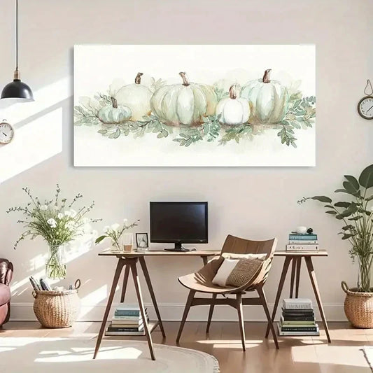 White Pumpkin Abstract Wall Art Canvas Office Home Room Framed 120x60cm