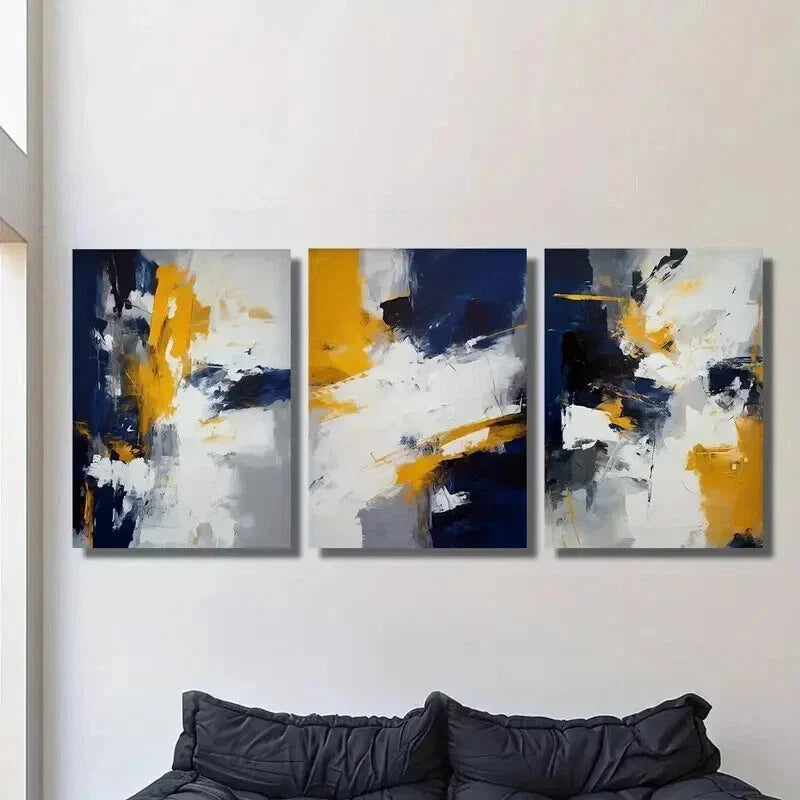 3pcs Classic Geometric Oil Painting Style Wall Art Set Canvas Framed 40x60cm - High Quality Print 100% Australian Made Wall Canvas Ready to Hang