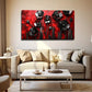 Vibrant Red Flowers with Black Wall Art canvas office home room framed 120x60cm