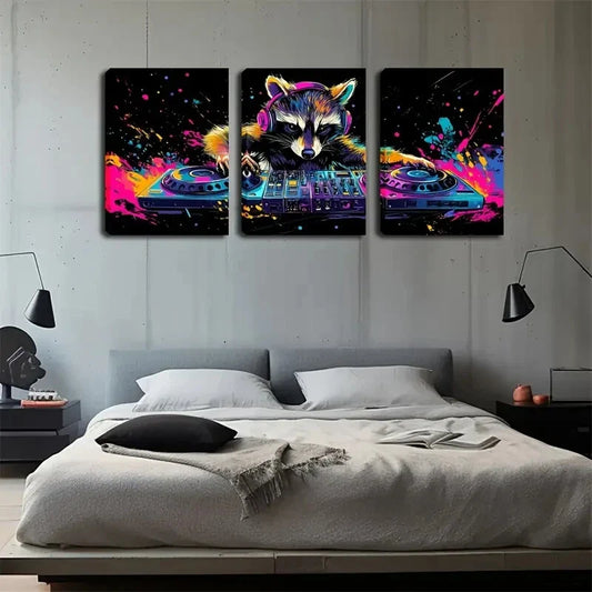 3pcs Animal Kingdom, Wonderful Music in Trendy Wall Art Set Canvas Framed 40x60cm - High Quality Print 100% Australian Made Wall Canvas Ready to Hang