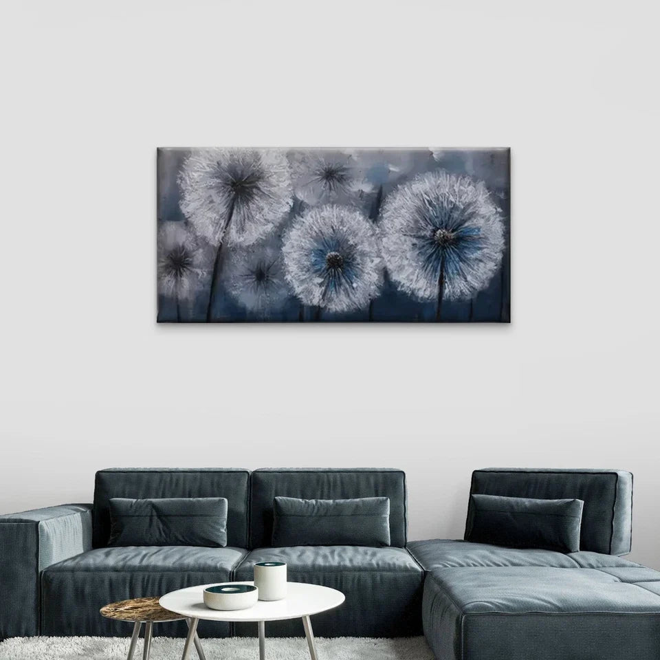 Danders White Dark Flowers Wall Art Canvas Office Home Room Framed 120x60cm