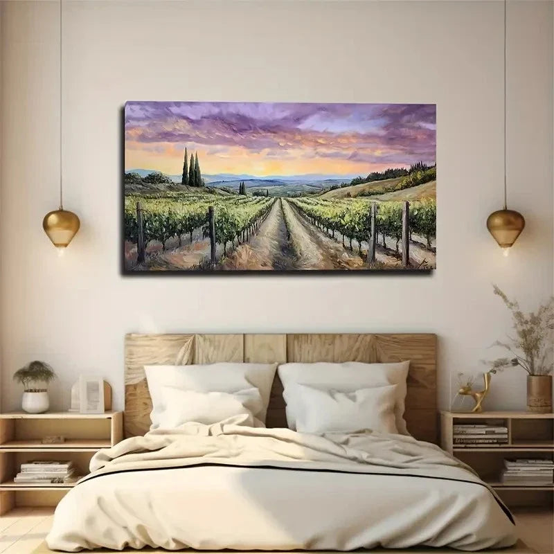 A Path Through The Vineyard Wall Art Canvas Office Home Room Framed 120x60cm