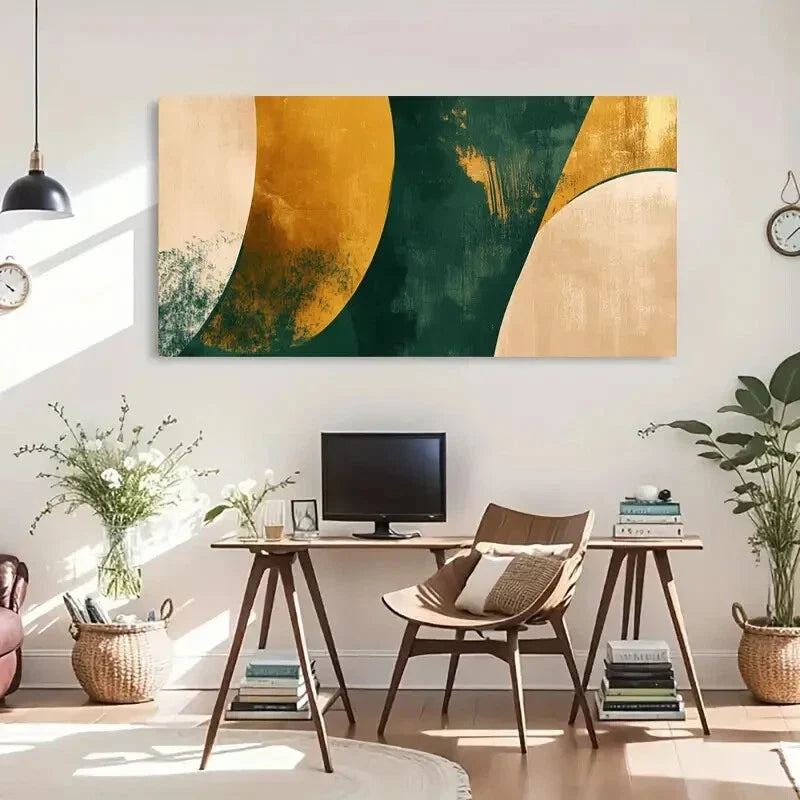 Green & Yellow Gradient Smooth Wall Art Canvas Office Home Room Framed 120x60cm