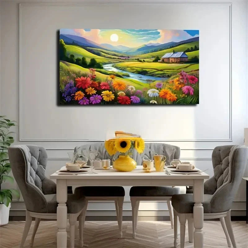 Peaceful Countryside Beautiful Wall Art Canvas Office Home Room Framed 120x60cm