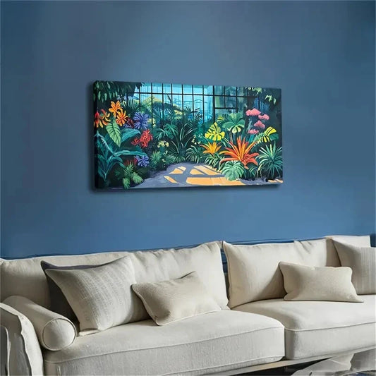 Realistic Tropical Plants Décor Wall Art Canvas Office Home Room Framed 120x60cm