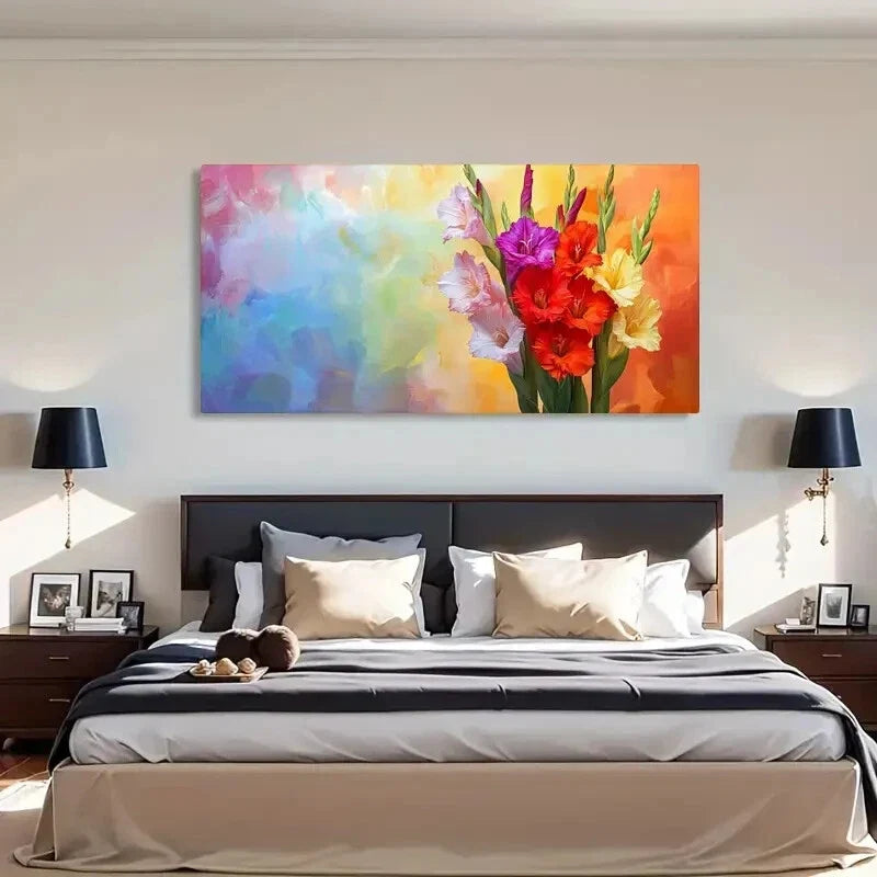 Floral Deco Modern Colorful Wall Art Canvas Office Home Room Framed 120x60cm