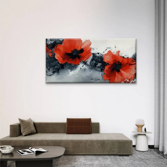 Red Poppy Nature Beauty Perfect Wall Art Canvas Office Home Room Framed 80x45cm