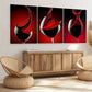 3pcs Red Wine Glass Black Stunning Red Wall Art Set Canvas Framed 40x60cm - High Quality Print 100% Australian Made Wall Canvas Ready to Hang